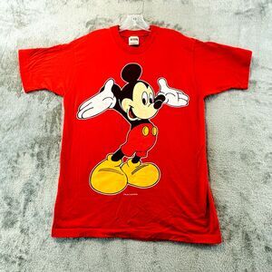 Vintage Mickey Mouse T-Shirt Adult L Red Mickey Unlimited Single Stitch Artex